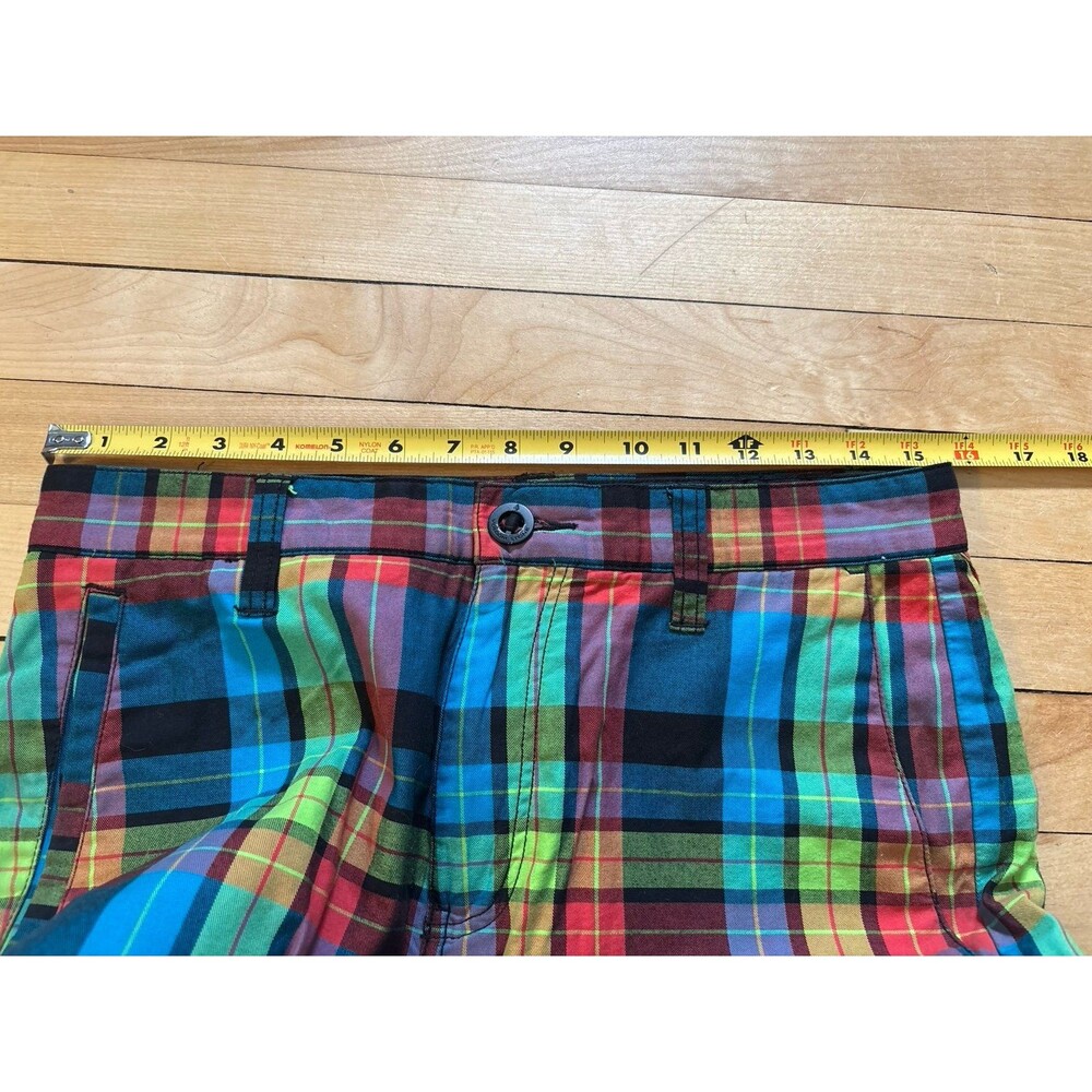 Volcom vtg y2k rainbow plaid shorts Bermuda casual skater streetwear 30 31 surf - Picture 7 of 8